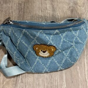 Stoney clover lane denim Fanny pack nwt classic with teddy bear patch $161